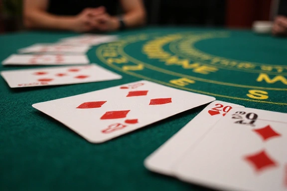 Blackjack table with cards dealt