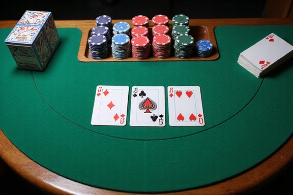Poker table with chips and cards
