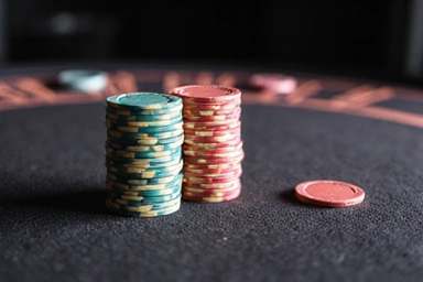 Realistic casino chips on a table