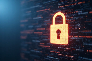 Secure padlock icon over a digital background